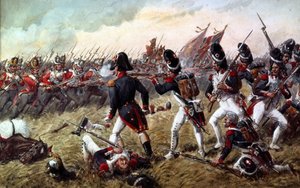 O 3º Regimento de Guardas de Pé repelindo a carga final da velha Guarda na Batalha de Waterloo, 18 de junho de 1815